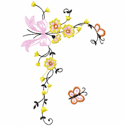 Flowers And Tree Embroidery Design 5